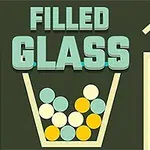 Texto Filled Glass sobre un recuadro con pelotas de colores dentro