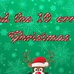 Texto en inglés sobre un fondo verde con copos de nieve y un reno disfrazado de Navidad
