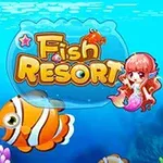 Título colorido con dibujos de peces payaso, una sirena y un cangrejo bajo el agua