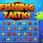 Imagen colorida con peces de dibujos animados y un tablero de juego bajo el agua