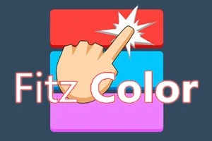 Dibujo de una mano tocando una barra roja con un destello, sobre barras azul y morada, con las palabras Fitz Color