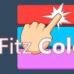 Dibujo de una mano tocando una barra roja con un destello, sobre barras azul y morada, con las palabras Fitz Color