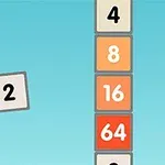 Un bloque con el número 2 y alas se mueve hacia una columna vertical de bloques numerados, en un fondo azul
