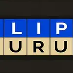Cuadrícula de dos filas con las letras FLIP sobre fondo azul y ZURU sobre fondo beige oscuro