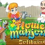 Personajes de dibujos animados en un jardín con herramientas de jardinería y flores alrededor