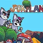 Dibujo colorido de zorros animados enfrentándose en un escenario con árboles y hongos grandes