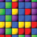 Cuadrícula de bloques coloridos en azul, rojo, amarillo, verde y morado