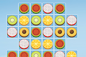Rejilla de ilustraciones de diversas frutas como sandía, kiwi, naranja, pitahaya y piña en un fondo azul