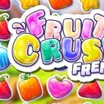 Letras coloridas con fondo de frutas variadas y brillantes