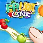 Fondo azul con frutas como manzanas, cerezas, sandía y una naranja dibujadas, junto con un dedo interactuando, y un título que tiene letras con motivos de frutas