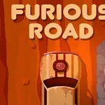 Coche visto desde arriba en una carretera desértica con el texto Furious Road