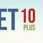 Texto con el número 10 destacado en rojo y las palabras GET y PLUS en azul y verde sobre un fondo claro
