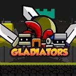El gráfico muestra un casco de gladiador y espadas cruzadas con un fondo oscuro y amarillo, y la palabra Gladiators en letras grandes en el centro