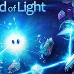 Una figura luminosa azul brillante rodeada de cristales y efectos de luz en un fondo cósmico