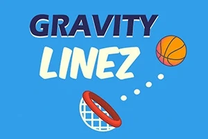 Texto estilizado azul y blanco con una pelota de baloncesto acercándose a un aro sobre fondo azul