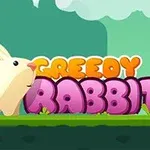 Un conejo blanco junto a letras coloridas sobre un fondo verde
