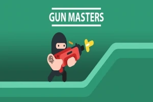 Personaje de caricatura enmascarado sosteniendo un arma de juguete en un entorno verde