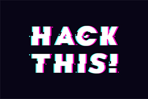 Texto en mayúsculas que dice HACK THIS!