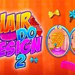 Título colorido sobre fondo naranja con dos espejos mostrando peinados elaborados y accesorios de cabello alrededor