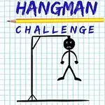 Dibujo de un monigote colgado en una horca sobre papel cuadriculado, con las palabras Hangman Challenge y un lápiz amarillo encima
