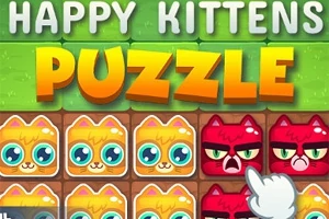 Gatitos anaranjados y rojos con diferentes expresiones faciales en un rompecabezas colorido