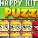 Gatitos anaranjados y rojos con diferentes expresiones faciales en un rompecabezas colorido