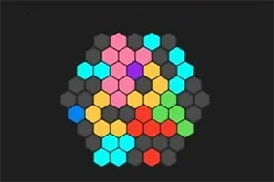 Hexágonos de colores organizados en un patrón sobre un fondo negro