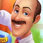 Un hombre sonriente con bigote y corbata roja sosteniendo una herramienta frente a una pared de fondo colorido