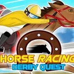 Jinete con casco amarillo montando un caballo marrón en una carrera, con un fondo dinámico y brillante