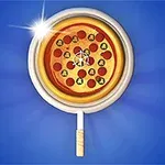 Pizza con ingredientes variados en el interior de una caja blanca en un fondo azul