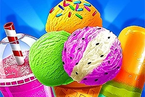 Helados de colores vibrantes con un raspado en vaso y un paleta de hielo sobre un fondo azul