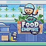 Un personaje en un diseño de dibujos animados sostiene una zanahoria y vegetales, junto al texto Food Empire Inc