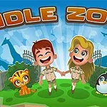 Dos niños con uniformes de safari sonrientes, acompañados de un tigre y un pingüino, con la silueta de animales y vegetación en el fondo