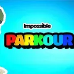 Ilustración de un personaje con barba y gorro verde a la izquierda, junto al texto Impossible Parkour en letras de colores sobre un fondo azul