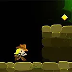 Personaje con sombrero corre en una cueva, mientras una roca gigante lo persigue