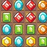 Patrón de gemas de colores con formas hexagonales, cuadradas y circulares sobre un fondo marrón