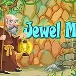 Anciano con una lámpara frente a un muro de piedra y vegetación, con el texto Jewel Master