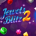 Fondo púrpura con joyas de colores variados y un diamante azul brillante junto a texto estilizado