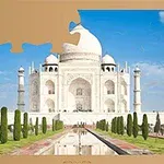 El Taj Mahal con una pieza de rompecabezas faltante en la esquina superior izquierda