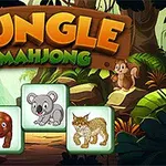 Animales de la jungla con fichas ilustradas de un elefante, un koala y un lince, con fondo selvático y vegetación exuberante