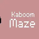 Una bomba negra de dibujo en píxeles junto al texto Kaboom Maze sobre un fondo rosa