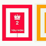 Pantallas de puntuación en rojo y amarillo con números, una corona, y opciones para jugar de nuevo