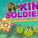 Título colorido King Soldiers Ultimate Edition con monstruos verdes y explosiones de fondo