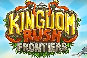Kingdom Rush Frontiers Texto estilizado Kingdom Rush Frontiers con fondo de cielo azul y nubes