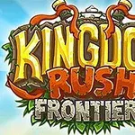 Kingdom Rush Frontiers Texto estilizado Kingdom Rush Frontiers con fondo de cielo azul y nubes