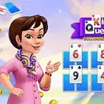 Una mujer sonriente junto a cartas de juego con un fondo que incluye el texto Kings & Queens y monedas doradas flotando