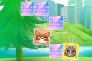 Cuadros con imágenes de gatos sobre un fondo de ciudad y naturaleza