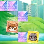 Cuadros con imágenes de gatos sobre un fondo de ciudad y naturaleza