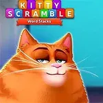 Gato anaranjado con expresión relajada junto a bloques de letras coloridos