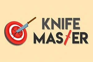 Diana de tiro con un cuchillo clavado en ella y el texto KNIFE MASTER al lado